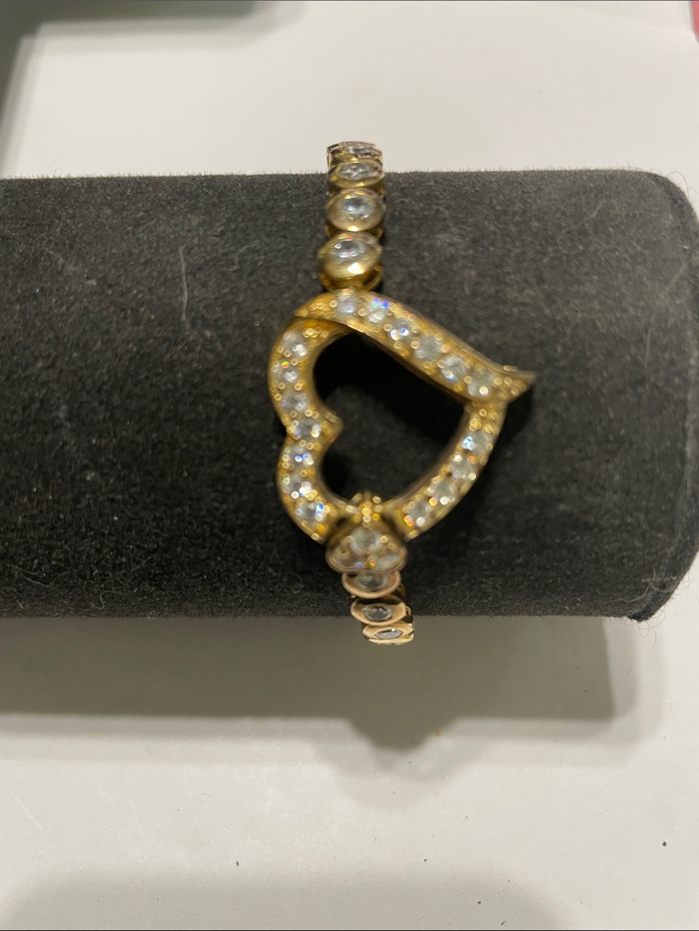Gold Heart Crystal Tennis Bracelet.  Hearts